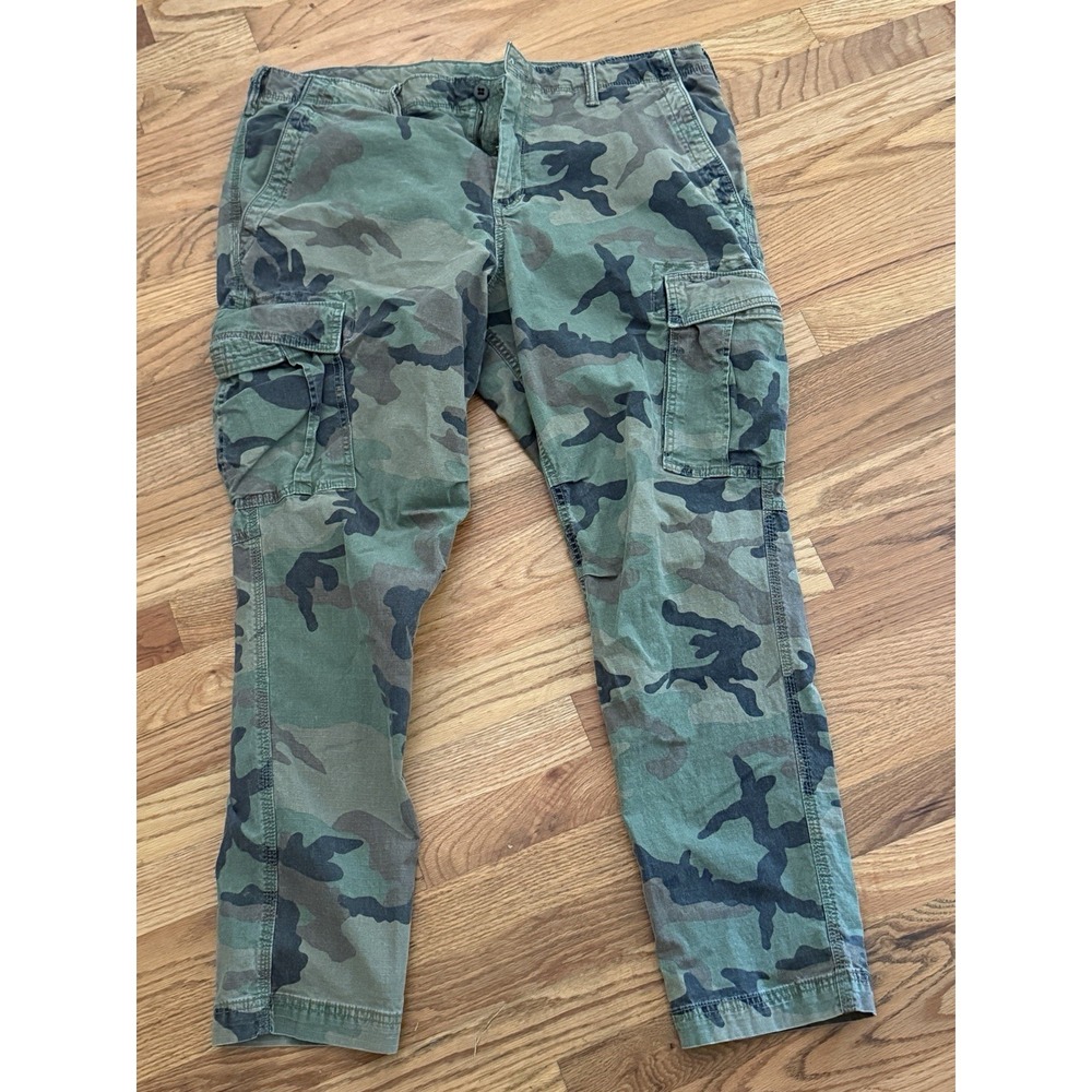 GAP Camo Cargo Slim Pants Men's 38x30 Ripstop Military Utility Army Canvas Green